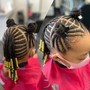 Feed-in Cornrows with Weave Ponytail