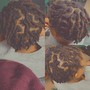 Short bohemian knotless braids