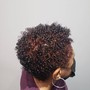 Relaxer root touch up + wrap&curl