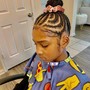 Cornrows with extensions( lemonade braids) big Conrows, ponytail,