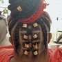 Braided feed in ponytail