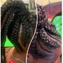 Half(restyled) N half braids or plait’s in the back