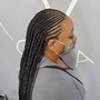 Single braids - large parts, no hair added