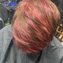 Root color with partial highlights