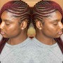 Small Scalp Braids between Large Feed-In Braids (Straight)