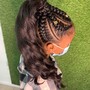 Large feed in braids into a bun