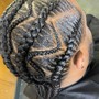 Half up half down with stitch braids