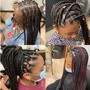 Kid's feed in braids with individuals in back