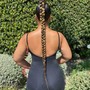 Half up Half down: Feed-in Braids with Weave in the back