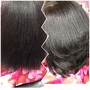 Natural fine or thin hair neck length Silk Press $55