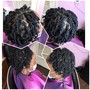 None bleach color for Natural hair Twist  out  comes with Olaplex treatment, moisture hair mask treatment under the stammer, trim and Flat iron