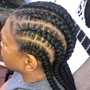 Half feed in braids half sew in