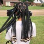 Medium Box Braids with beads on Natural hair