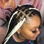 Half feed in braids half sew in