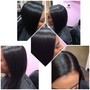 Natural fine or thin hair neck length Silk Press $55