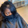 Classic silk Press package: Hair and scalp deep cleanse, massage with taylored hair treatment and steam, trim and silk press