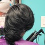 Relaxer and bonded pieces in between real hair