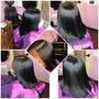 Natural fine or thin hair neck length Silk Press $55