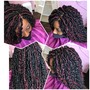 Bohemian box braids medium size. I can provide the regular braiding hair but please bring the curly hair.