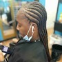 Cornrows inbetween feed in braids