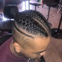 Cornrows with added braiding hair