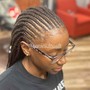 Large ponytail feed-in cornrows