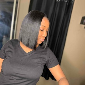 quick weave blunt cut with closure