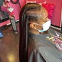 2 feed ins in the front  with sew in/ qw in the back