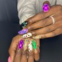 Hand-painted nail art on all finger