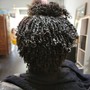 Relaxer root touch up + wrap&curl