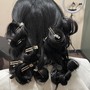 Silk press including a set of clip ins