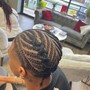 Cornrows with added braiding hair