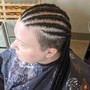 Feed in cornrows ( Weave added)