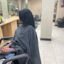 Relaxer and trim or haircut