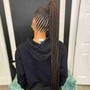 Kids under 10 braided ponytail  , larger box braids, knotless or feed in style