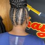 Ponytail with stitch braids, braids in between and crochet hair