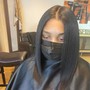 Classic silk Press package: Hair and scalp deep cleanse, massage with taylored hair treatment and steam, trim and silk press