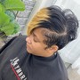 Relaxer, Haircut+Black Rinse + Style