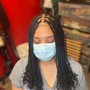 Half up braids. Half down sew in