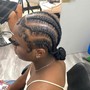 10-12 Straight stitch Braids to the back