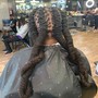 Cornrow natural hair kids style with blowout Accessories included