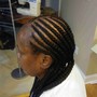 Stitch cornrows with natural hair