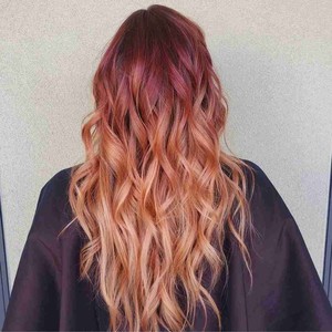 red and blonde ombre hair