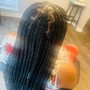 Feed in uptop with curly hair in back sew in