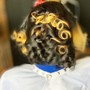 Two natural hair cornrow braids