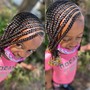 Kid's feed in braids with individuals in back