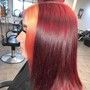 Fire Truck Red hair color and Silk Press