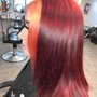 Fire Truck Red hair color and Silk Press