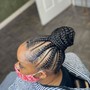 Large ponytail feed-in cornrows