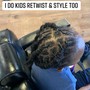 Kid loc retwist w/style with lining (3-12 years old)